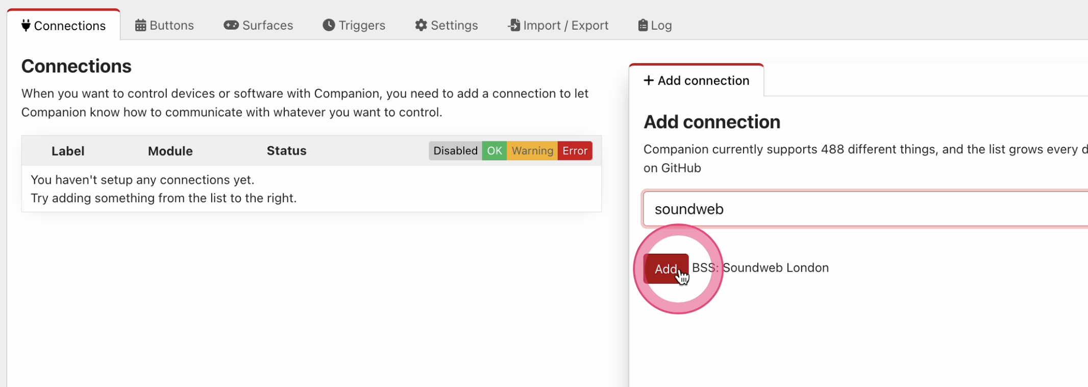 Add Soundweb connection