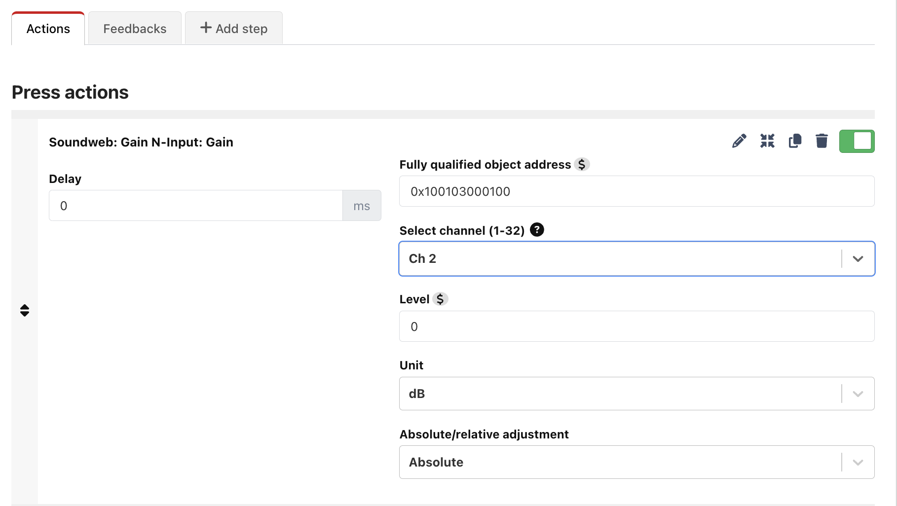 Gain Action example
