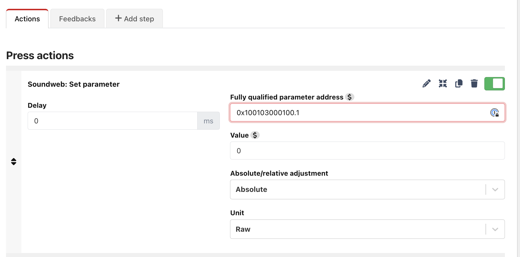 Set Parameter fully qualified address example